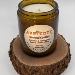 Apricoty Amber 8 oz Glass Jar Scented Candle Cinnamon & Patchoulian Holiday Limited Edition Scent.