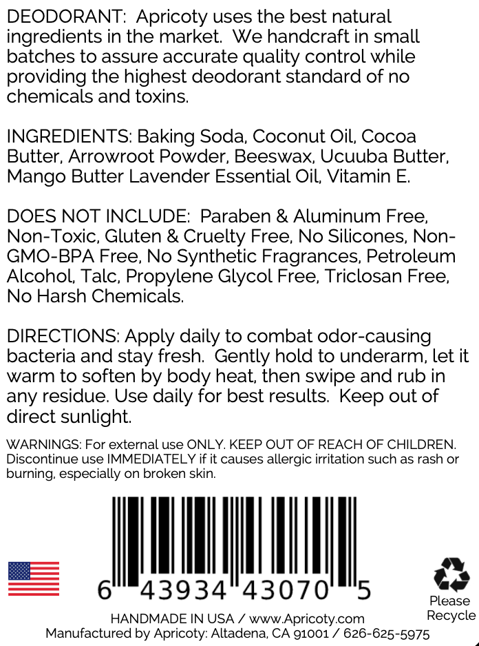 Apricoty Lavender Essential Oil, All Natural Deodorant Stick - Image 4