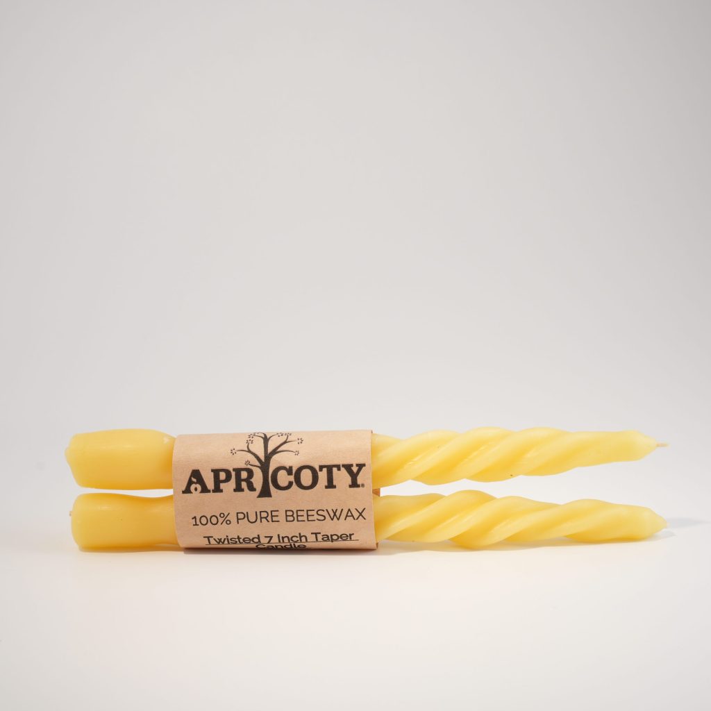 Twisted Taper Beeswax Candle, 7 incher