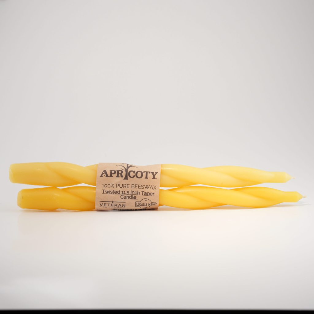 Twisted 11.5 Inch Beeswax Taper Candle