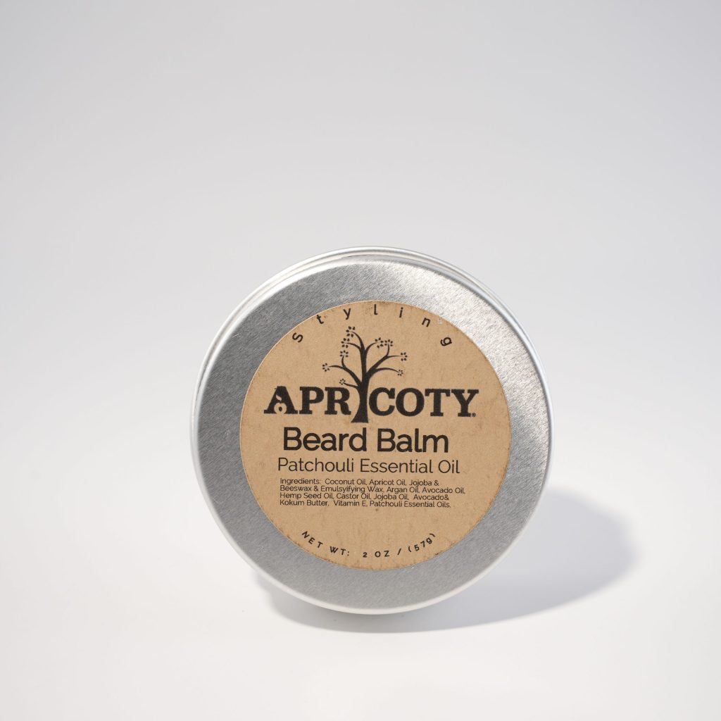 Apricoty Patchouli Beard Balm - All Natural, Organic, Handmade in California - Hair Care, Argan Oil